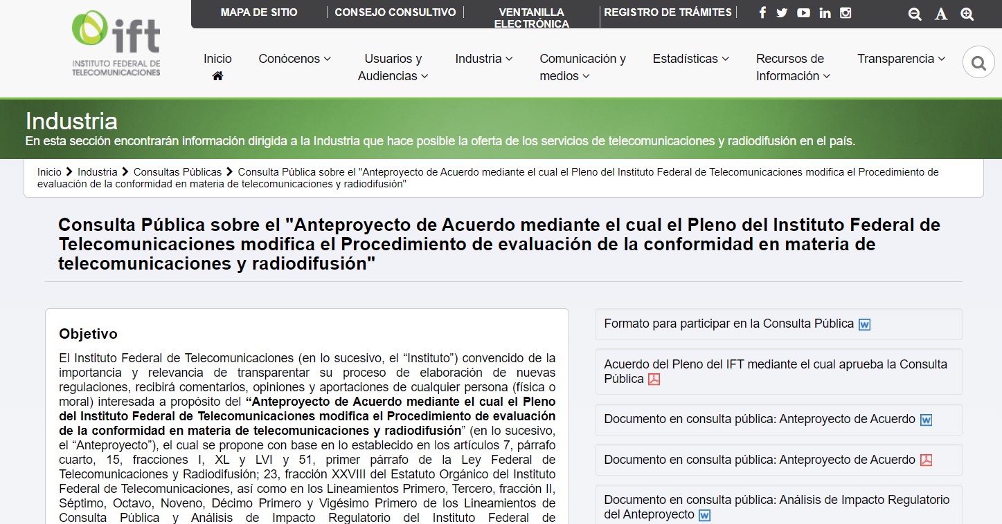 墨西哥展開對修改IFT合格評定程序公眾咨詢